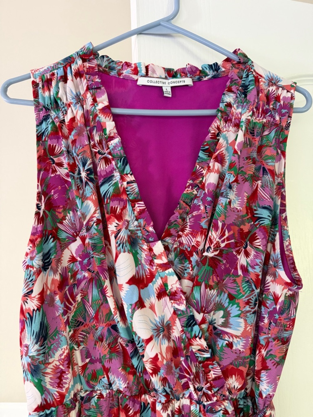 Collective Concepts Pink Floral Sleeveless Midi Dress - Picture 3 of 4